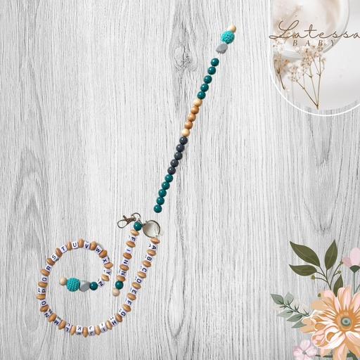 [lts-ka-rk-m-b-p] LATESSA® ABC-Kette mit Rechenkette für Jungen, personalisiert